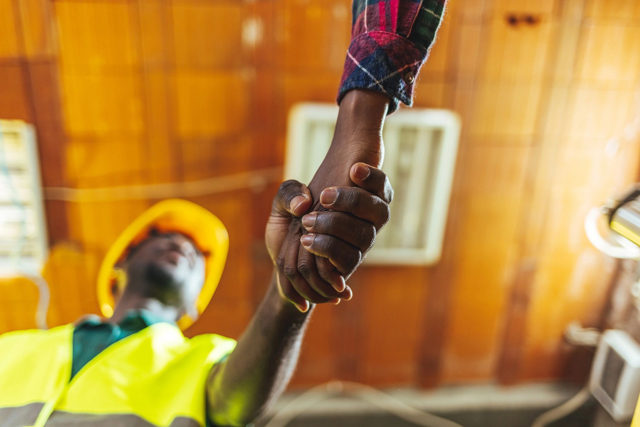 client handshake construction site